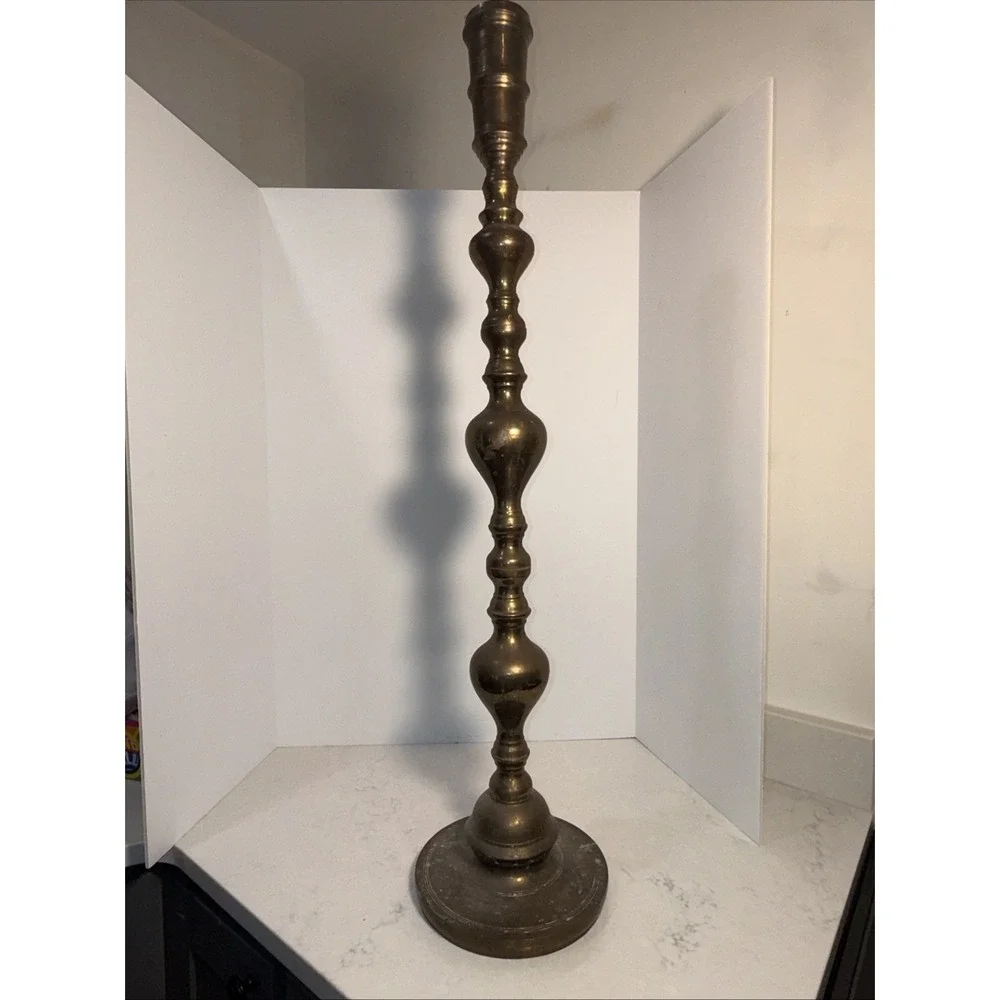 VTG Set Of 2 HEAVY Brass Floor Church Candle Holder Candlestick 39.5 In